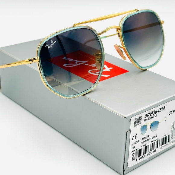 Ray-Ban Marshal II Aviator Sunglasses RB3648 52mm Arista w/ Gradient Blue Lens - Picture 9 of 14